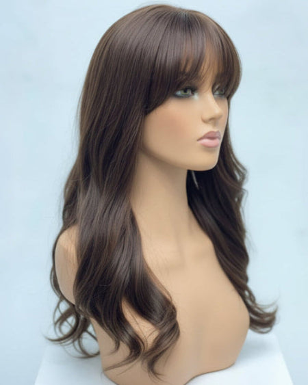 Inside view of a comfortable, breathable Glueless Human Hair Wig with Bangs.