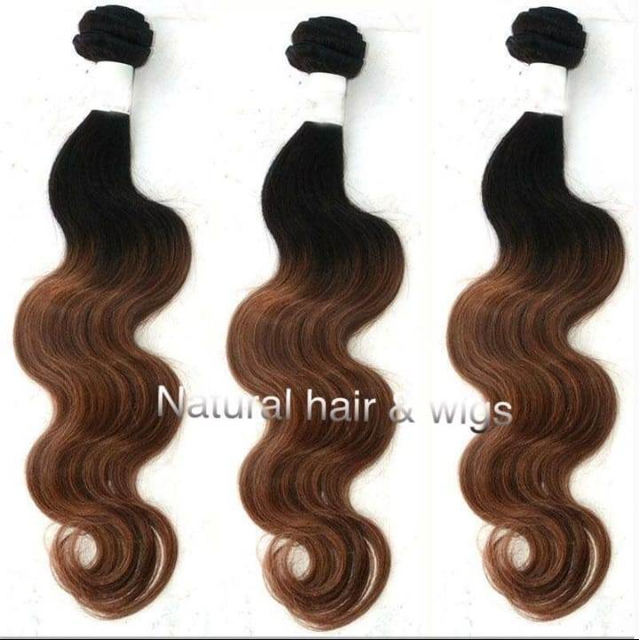 Italian Bundles Human Hair Extensions Orange & Dark Brown Weft Dubai - Natural Hair and Wigs