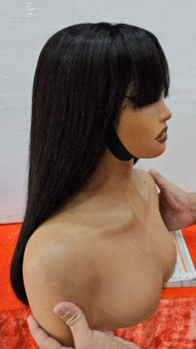 fringe wig with lace, human hair bang wig with lace, vietnamese bang wig with closure 