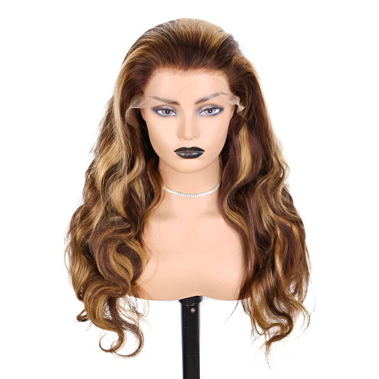 Highlighted Body Wave Lace Front Italian Wig for Women Ombre Wavy Wig