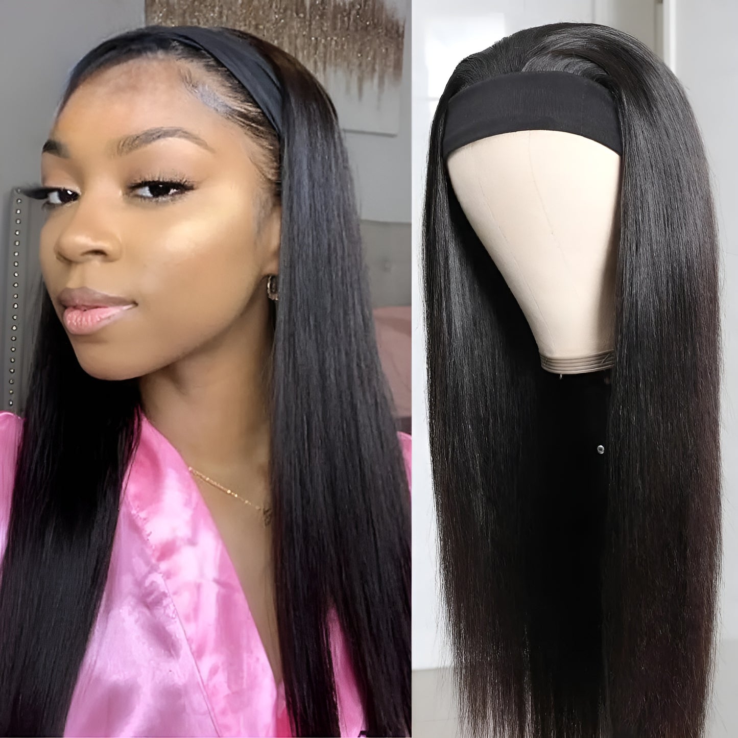Human Hair Head Band Wig for Girls Straight, Wavy & Curly Italian Hair - Natural Hair and Wigs