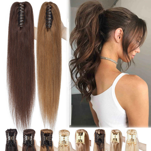 Ponytails Extension with Big Clips Colors Human Hair Ponytail In Uae